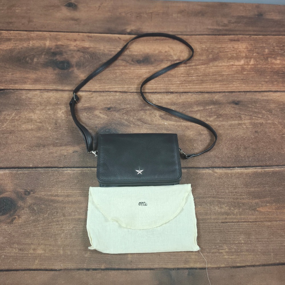 Gianni Conti Crossbody Bag Women Small Black Good Leather Star Studded Clutch